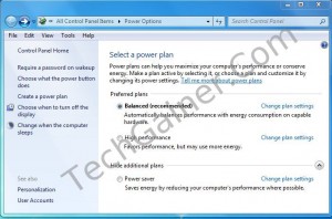 "Balanced" is marked by default windows 7 power plan