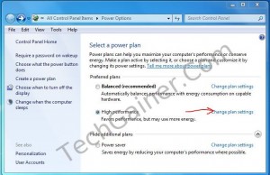 Choose high performance and change its setting windows 7 power plan