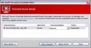windows security essentials threats alert