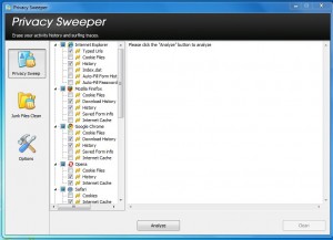 Privacy sweeper window of Security 360 antivirus