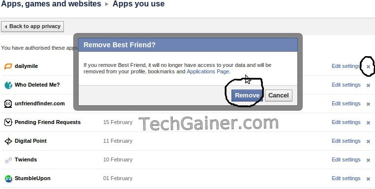 delete facebook. delete a facebook app