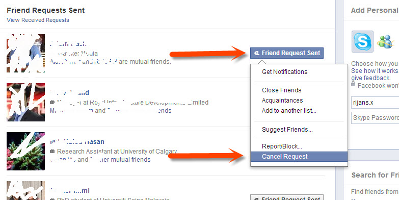 Click cancel request