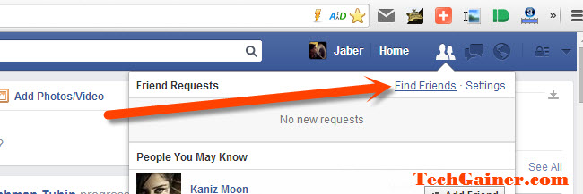 Click "Find Friends"