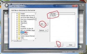 add folders and files as many as you like to lock
