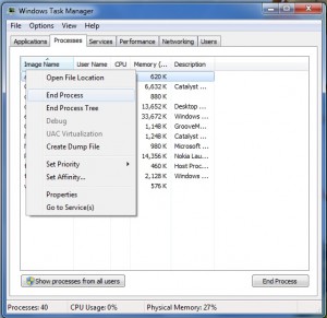 Stop the program by clicking on "end process"