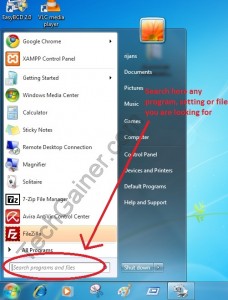 search for any file you want at windows 7 and vista's default search bar