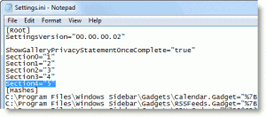also delete the following line: Section4="5"