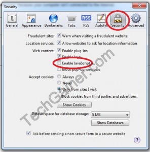 Disable Java Script on safari web browser