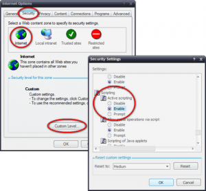 Disable Java Script on Internet Explorer