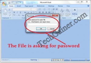The document is asking for password for valid user authentication