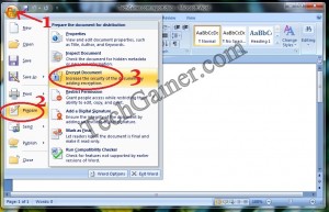 From tools menu, go Prepare > Encrypt document