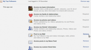 Click on "remove" beside "post on my wall"