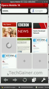 Mobile Opera is running on Ubuntu Linux
