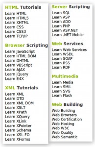 All turorials of W3Schools