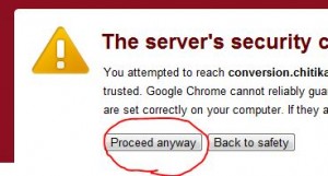 Click Proceed anyway when warining
