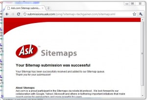 Siitemap submission confirmation message