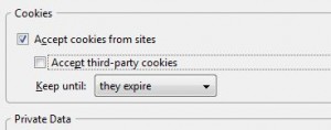 Firefox cookie settings