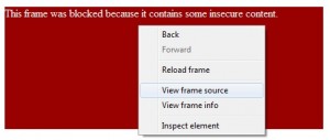 Right click on the blocked frame and click View frame source