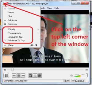 Click on the top left corner of aplication icon