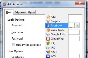 Configure Facebook with pidgin