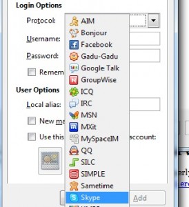 Skype is added to pidgin