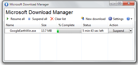 A Simple Free Download Manager by Microsoft