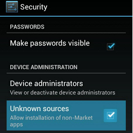 Enable unknown source