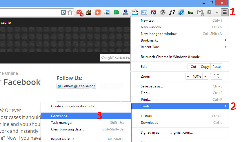 Access Extension settings in chrome