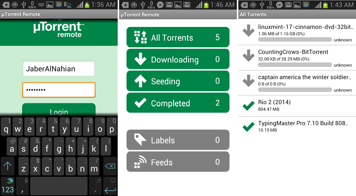 uTorrent remote access on Android phone