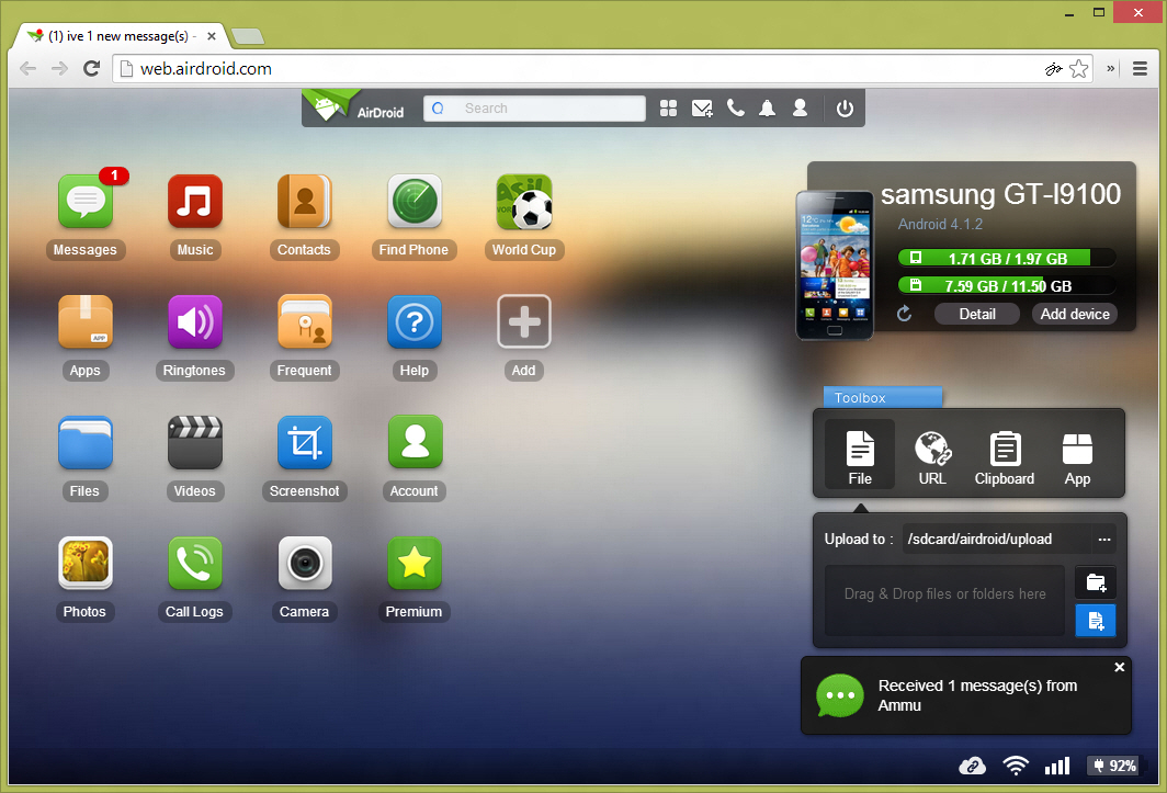 AirDroid Web Interface