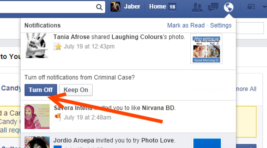 Turn off game invitations form Notification