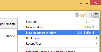 Access incognito window