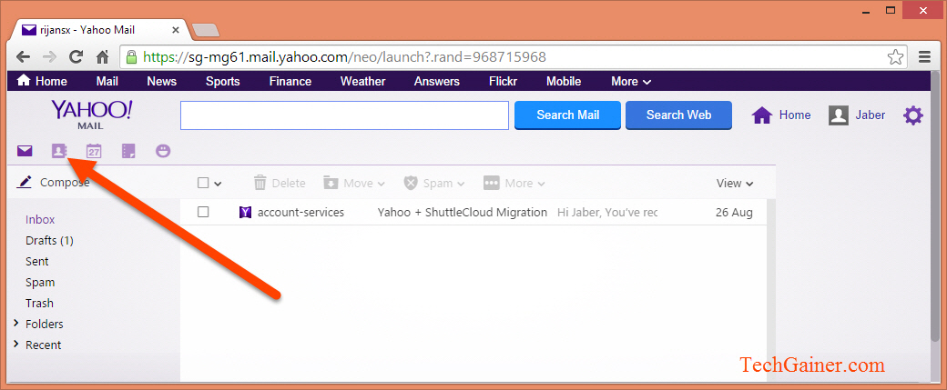 Click contacts in Yahoo Mail