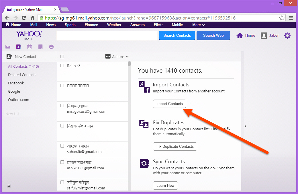 Click "Import Contacts"