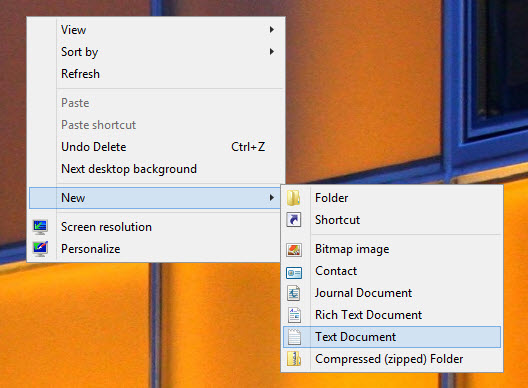 Create new text document