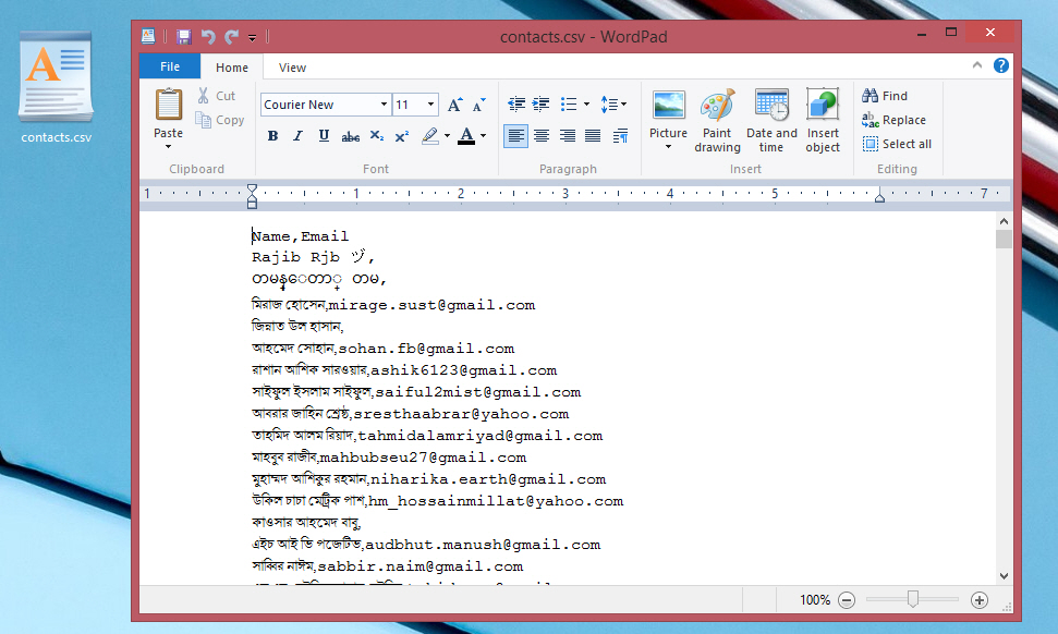 My exported contacts