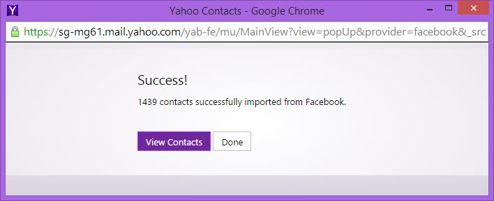 Import success message