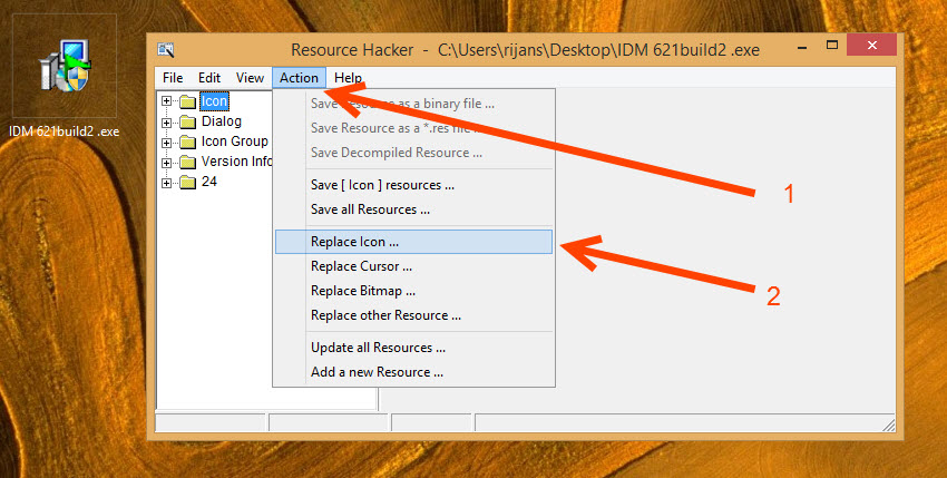 Choose Replace icon from Action tab