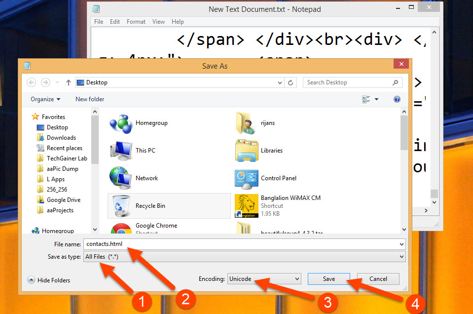 Change things properly in save as window