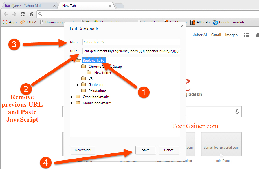 Save JavaScript in Chrome bookmark URL