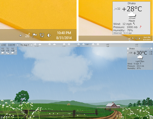 Display Weather on Desktop in Windows Taskbar and Screensaver using YoWindow