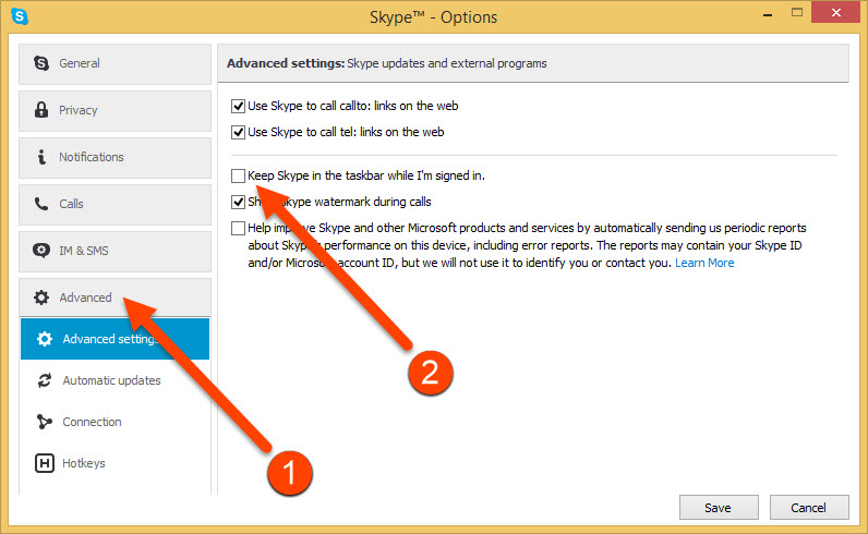 Skype Advanced Settings