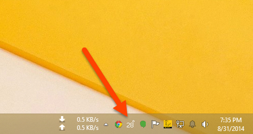 Weather temperature in system tray