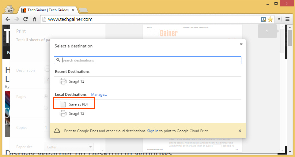 Choose 'Save as PDF'