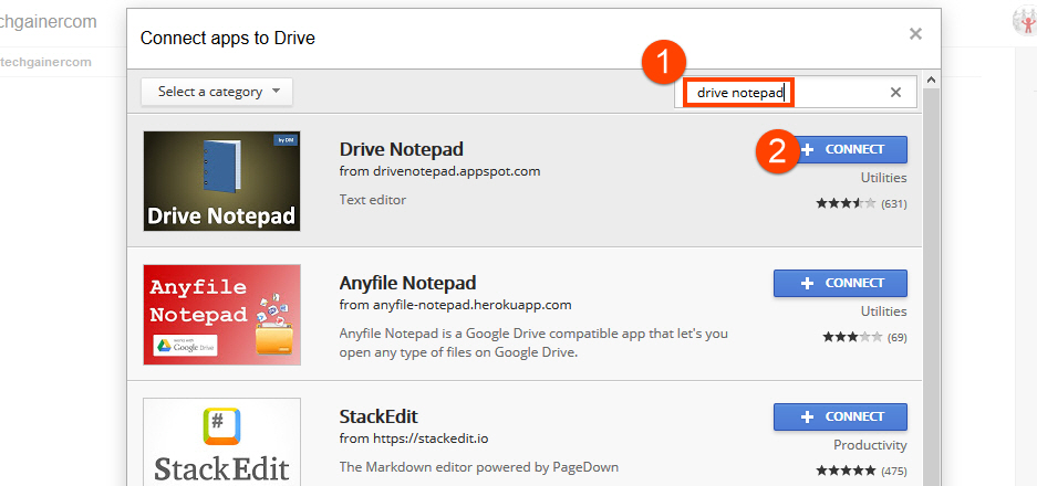 Connect Drive Notepad app