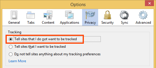 Enable DNT on Firefox