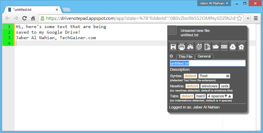 Google Drive text editor