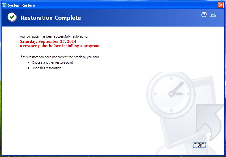 Restore completion message in XP
