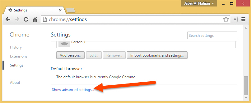 Show advanced settings