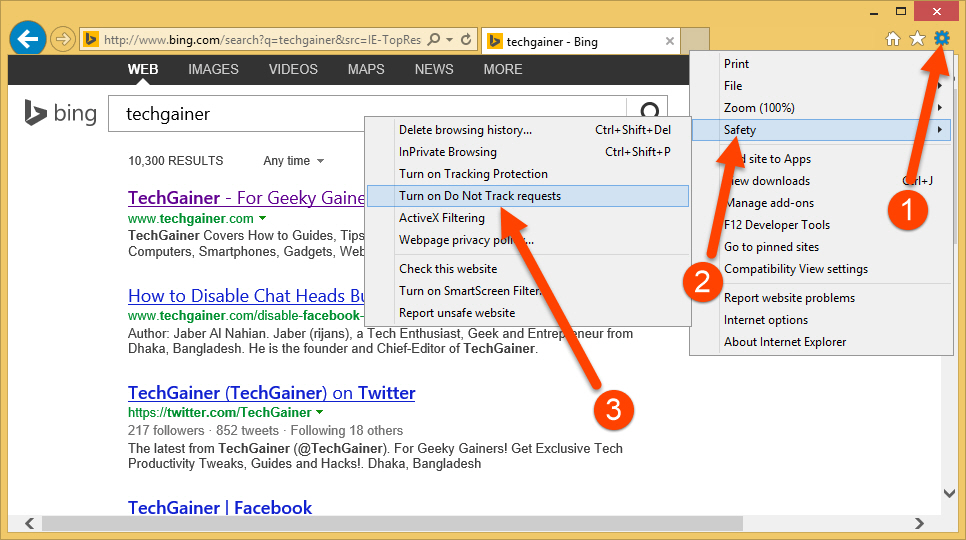 Turn on IE Do Not Track